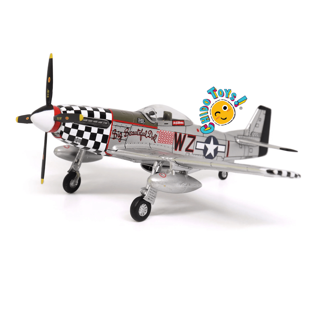 North American P - 51D Mustang Avión a Escala 1:72 – Diecast Metal - Chido Toys