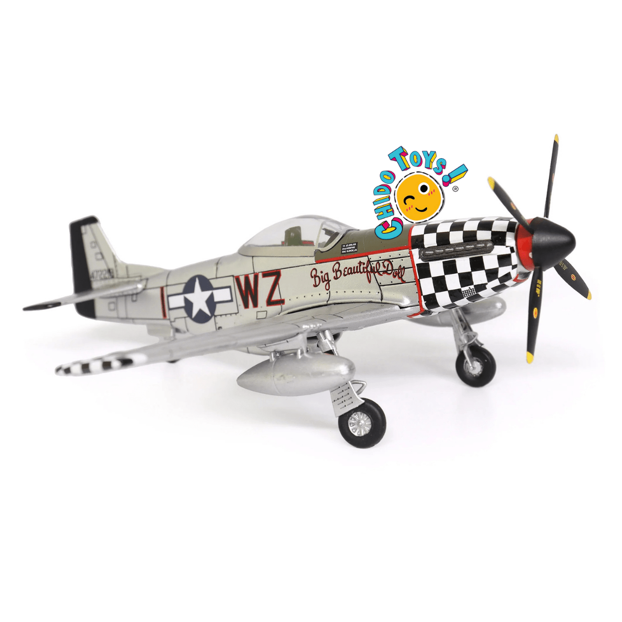 North American P - 51D Mustang Avión a Escala 1:72 – Diecast Metal - Chido Toys