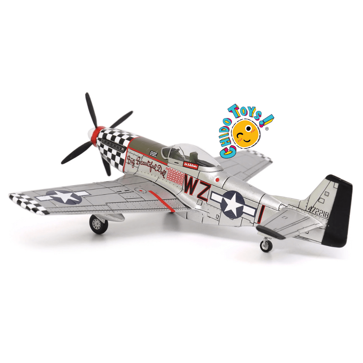 North American P - 51D Mustang Avión a Escala 1:72 – Diecast Metal - Chido Toys