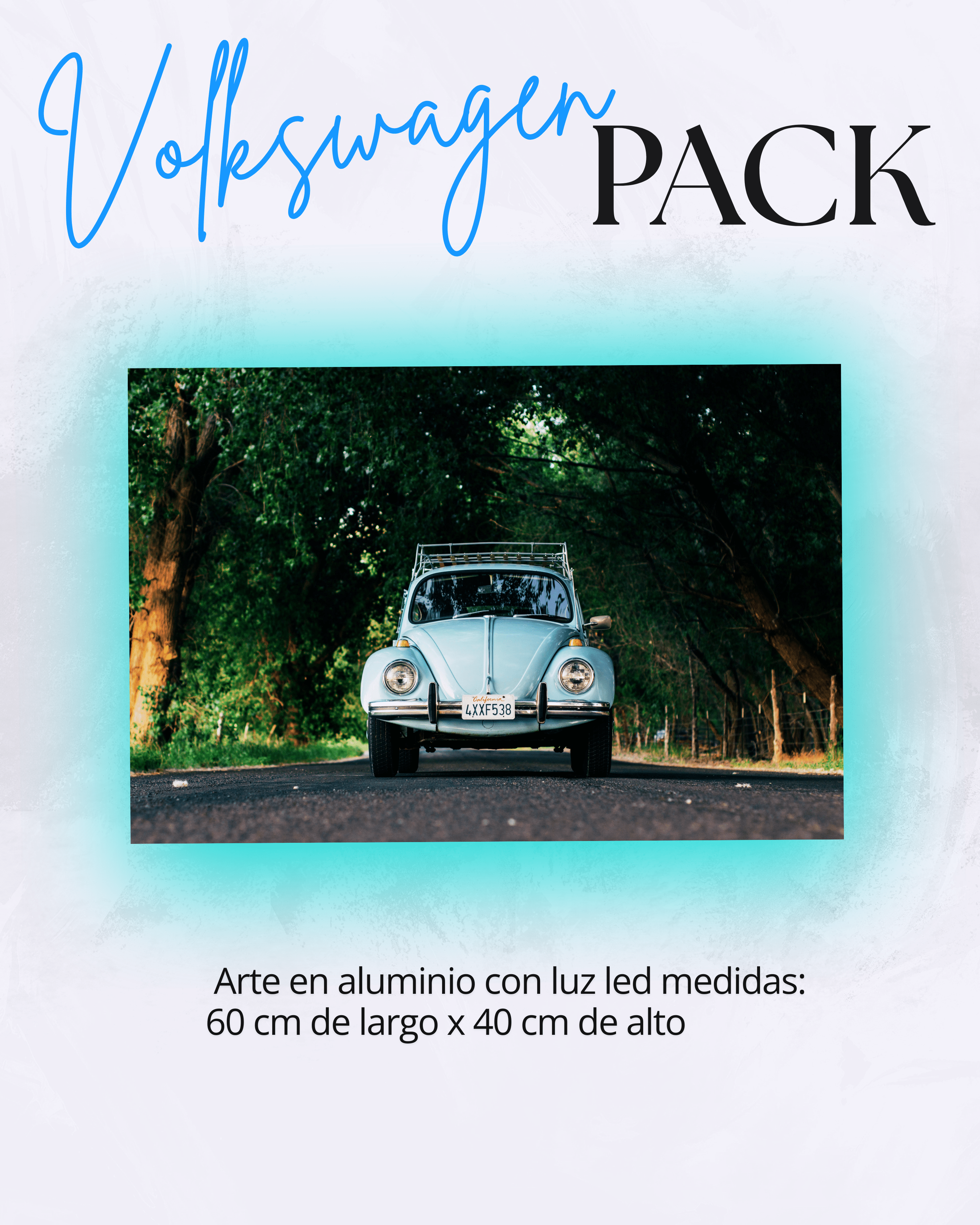 Pack Beetle– Playera+ Arte en Aluminio con LED + Auto 1:64 con figura + Empaque temático - Chido Toys