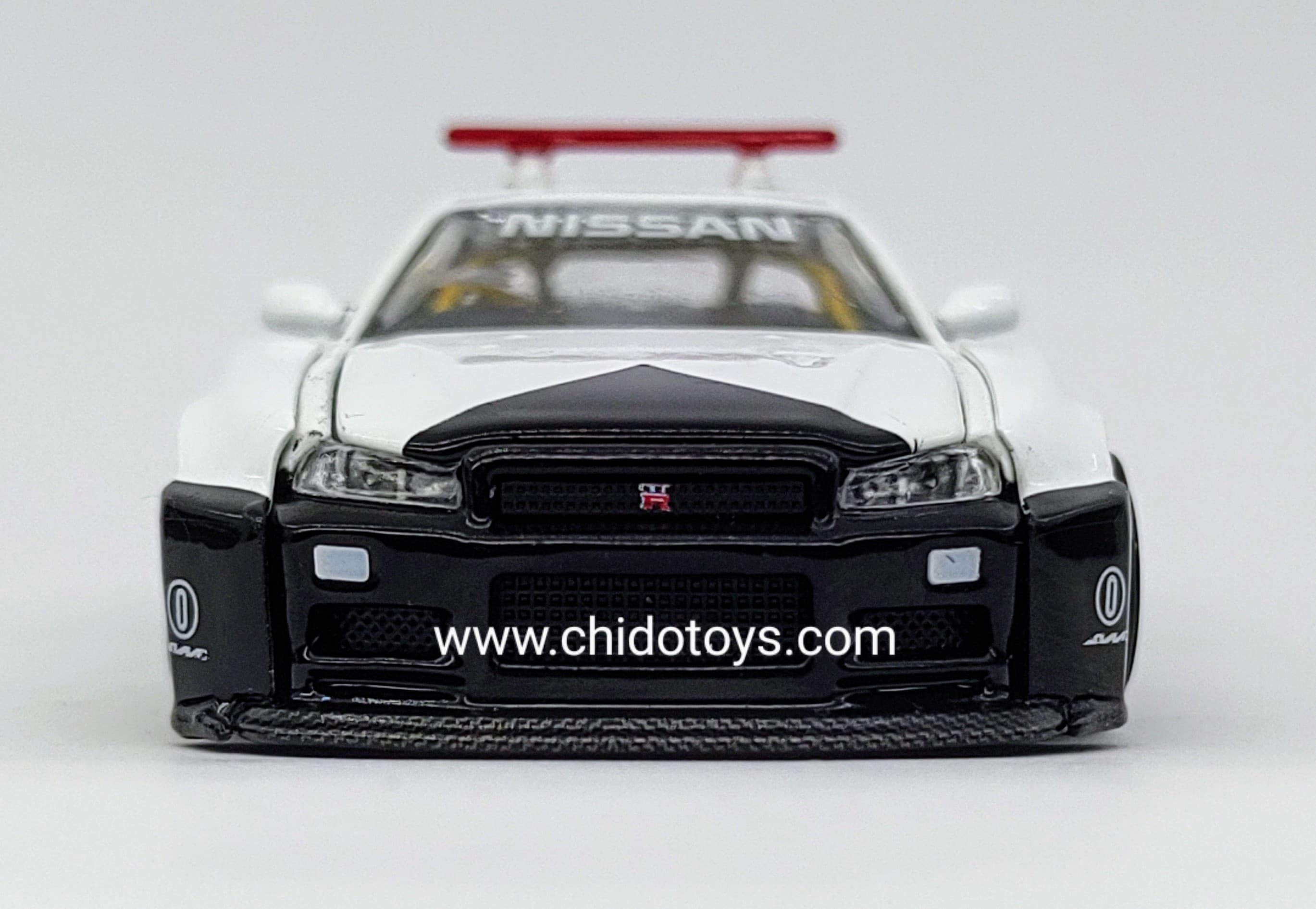 Patrulla a escala marca Kaido House, Modelo Nissan Skyline GT - R (R34) V2 AERO (JAPAN POLICE) - Chido Toys