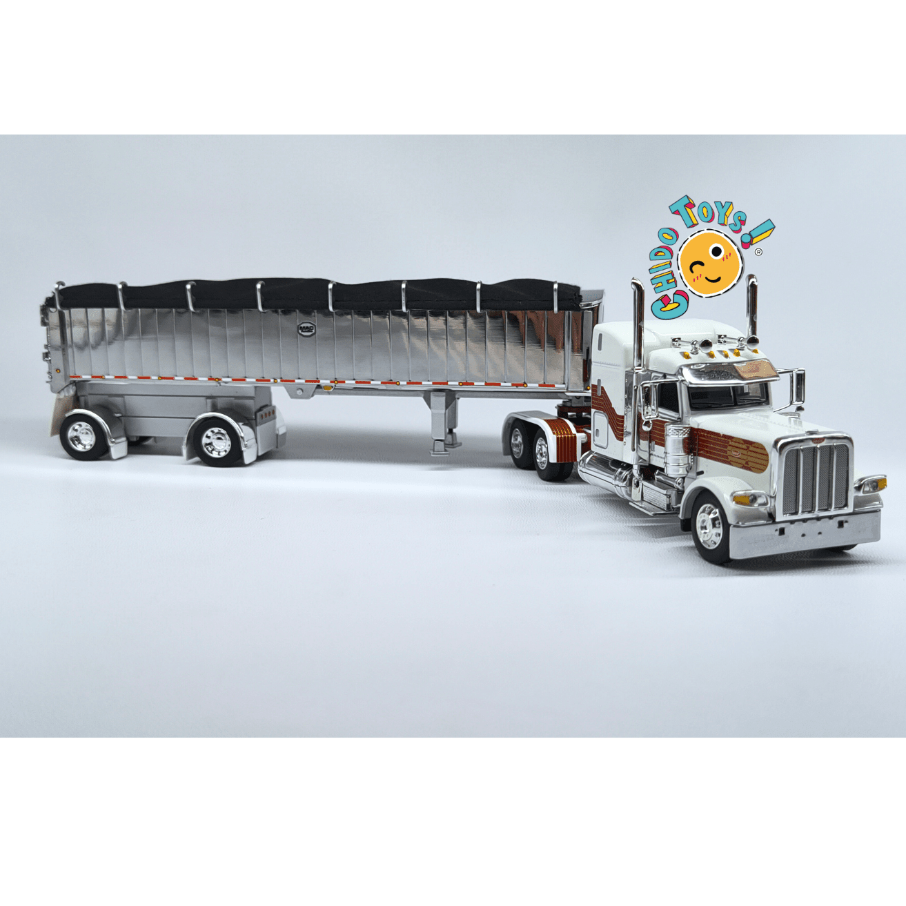 Peterbilt 379 con tolva MAC Trailer a escala 1:64 DCP – Réplica de colección detallada - Chido Toys