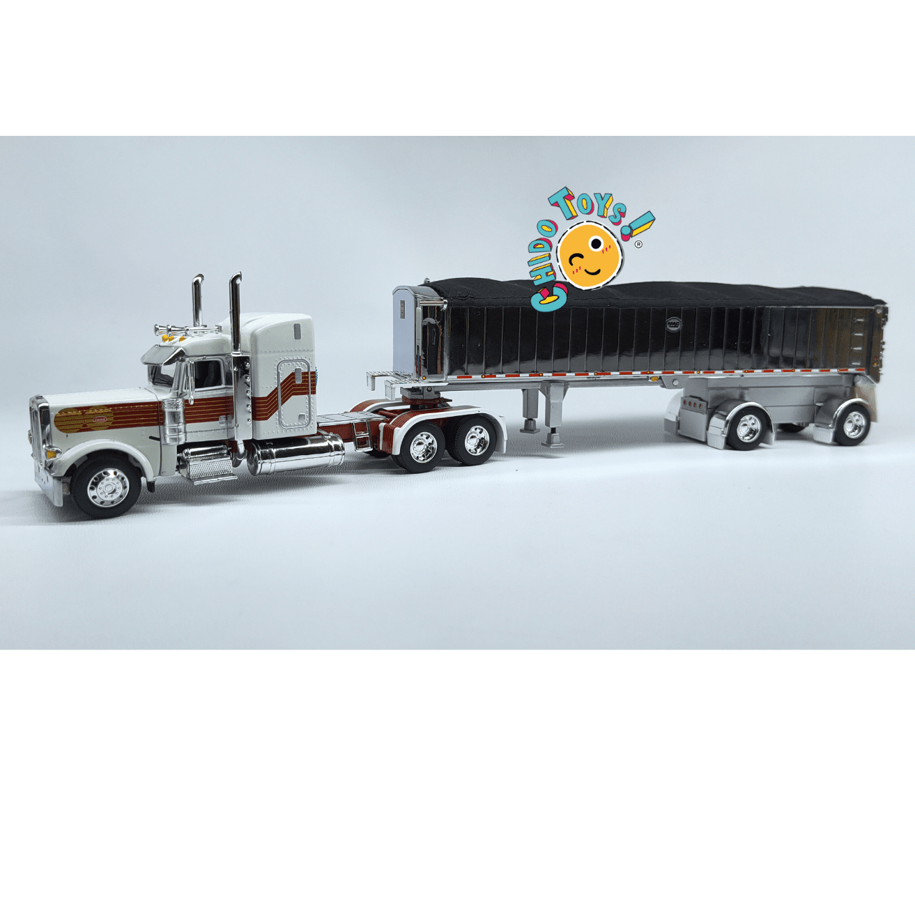Peterbilt 379 con tolva MAC Trailer a escala 1:64 DCP – Réplica de colección detallada - Chido Toys
