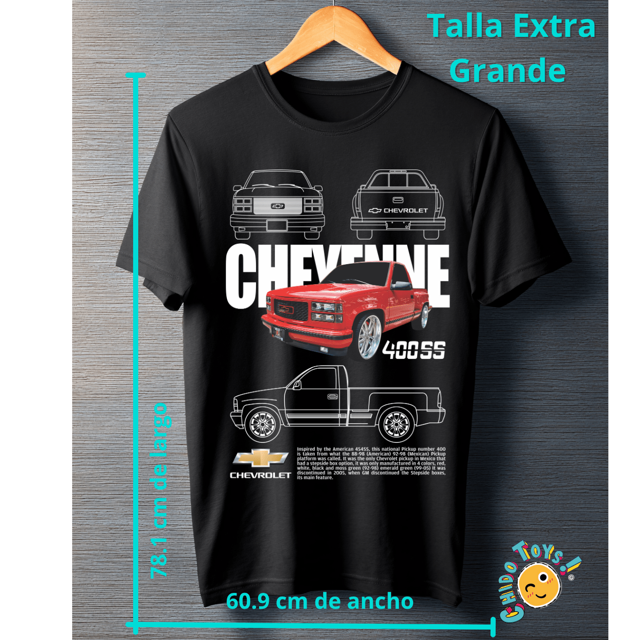 Playera Chevrolet Cheyenne 400 SS – Edición Pickup Clásica - Chido Toys