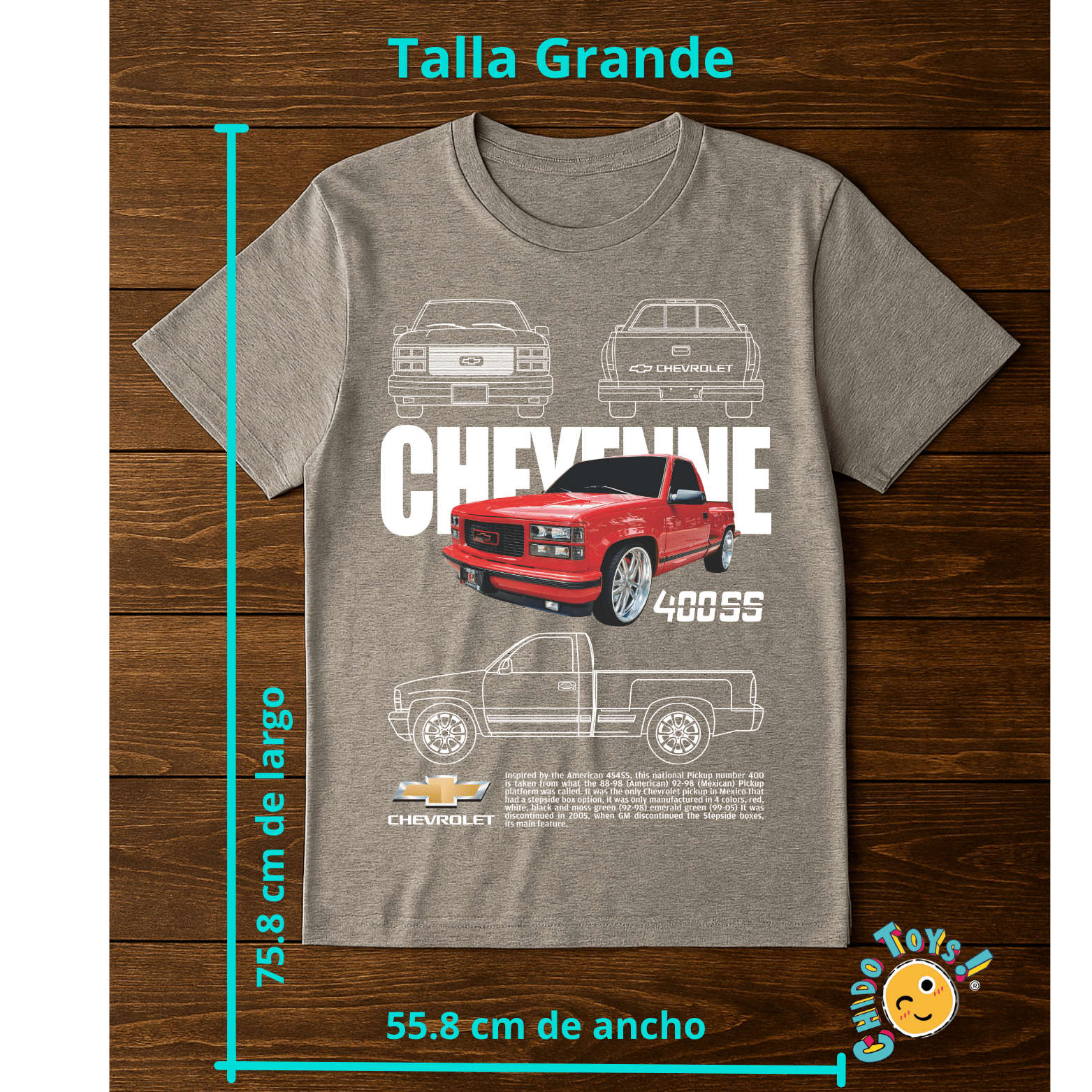 Playera Chevrolet Cheyenne 400 SS – Leyenda Pickup Americana - Chido Toys