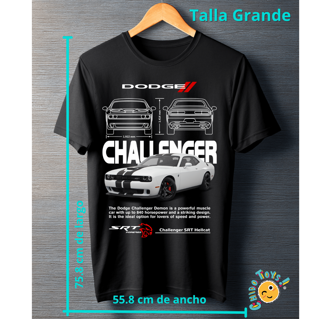 Playera Dodge Challenger SRT Hellcat – Edición Muscle Car - Chido Toys