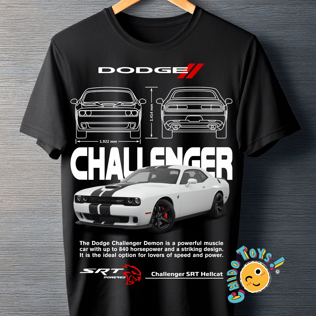 Playera Dodge Challenger SRT Hellcat – Edición Muscle Car - Chido Toys