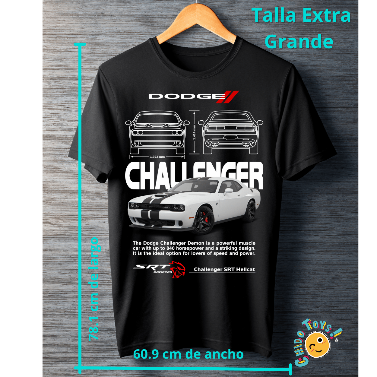Playera Dodge Challenger SRT Hellcat – Edición Muscle Car - Chido Toys