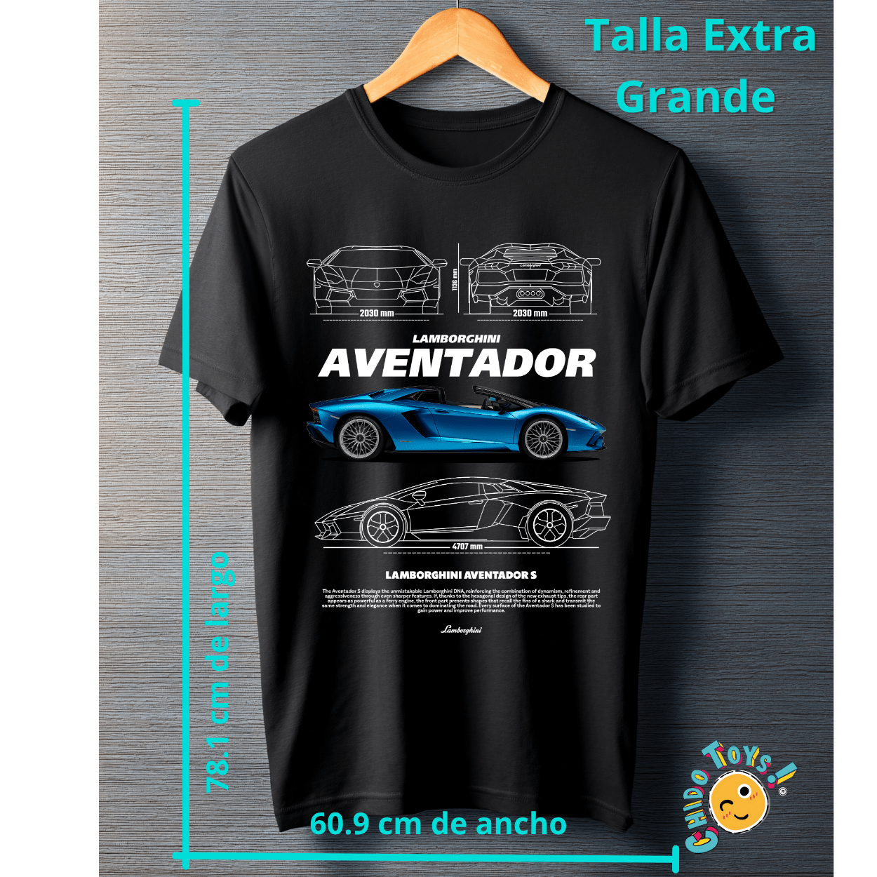 Playera Lamborghini Aventador S – Diseño técnico automotriz - Chido Toys