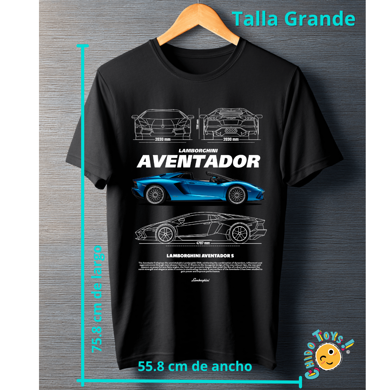 Playera Lamborghini Aventador S – Diseño técnico automotriz - Chido Toys