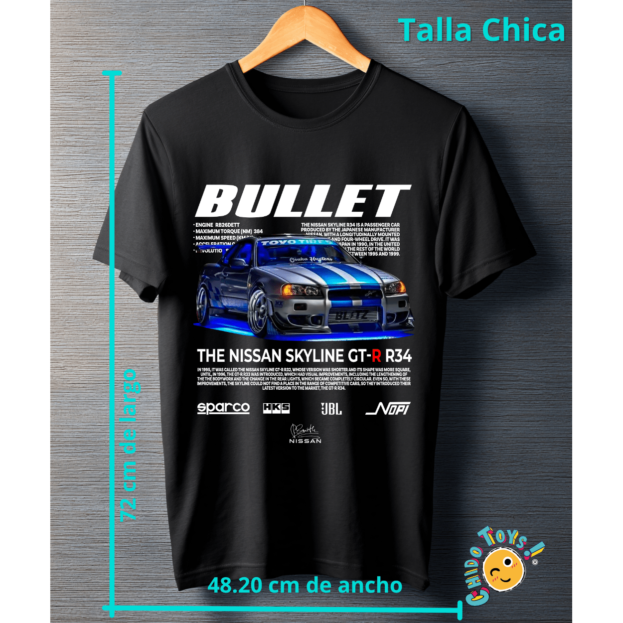 Playera Nissan Skyline GT - R R34 “Bullet” – Leyenda JDM - Chido Toys