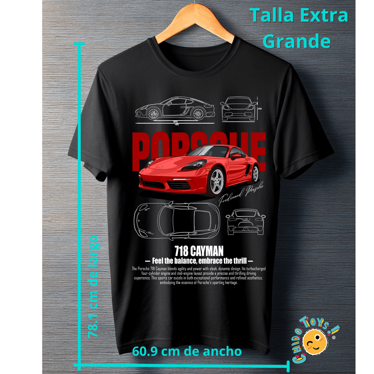 Playera Porsche 718 Cayman – Edición Automotriz - Chido Toys