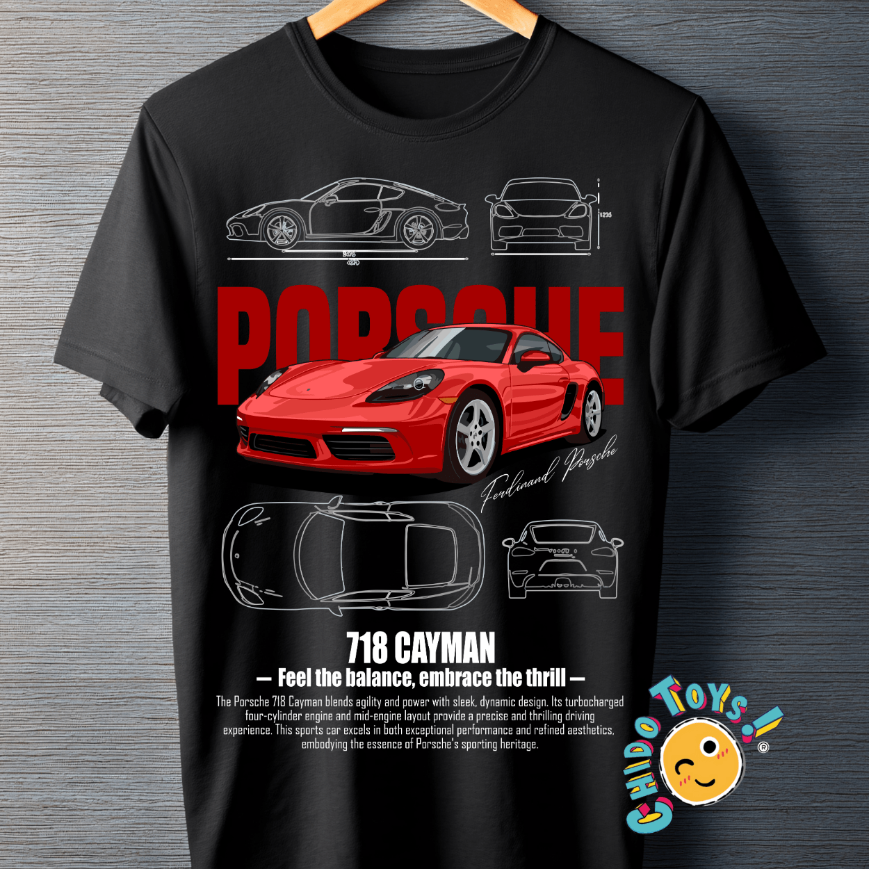 Playera Porsche 718 Cayman – Edición Automotriz - Chido Toys
