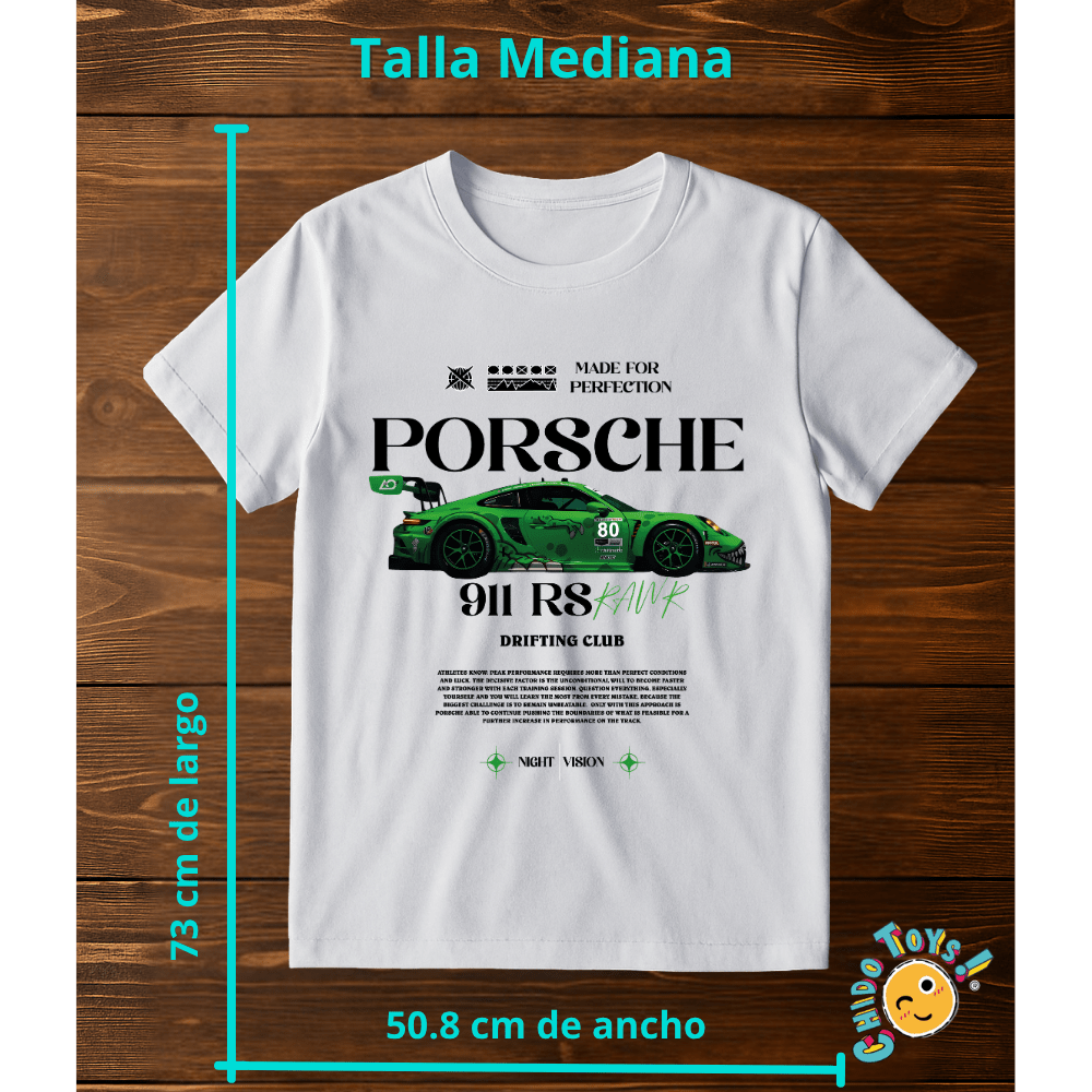 Playera Porsche 911 RS Green – Drifting Club - Chido Toys