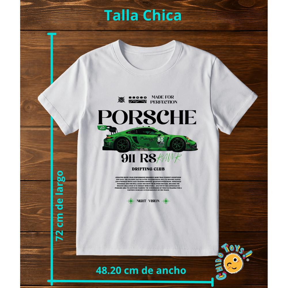 Playera Porsche 911 RS Green – Drifting Club - Chido Toys