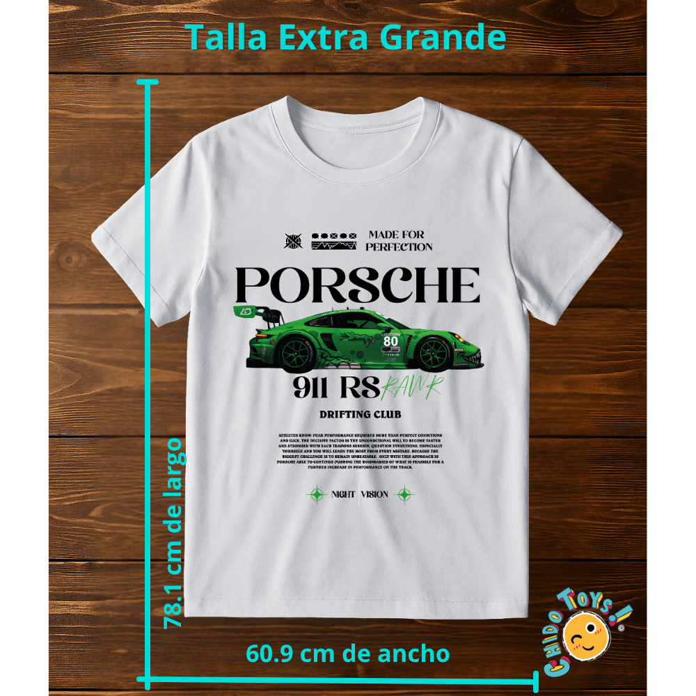 Playera Porsche 911 RS Green – Drifting Club - Chido Toys