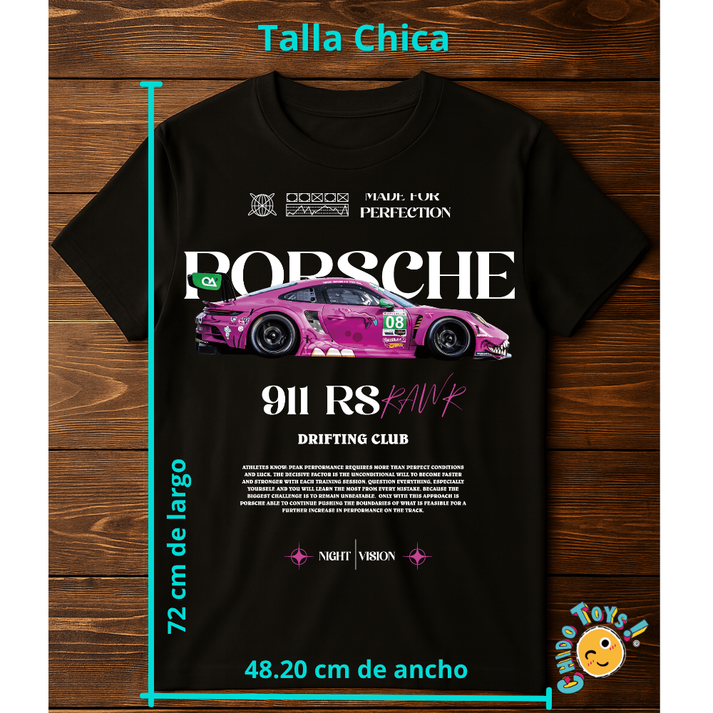 Playera Porsche 911 RS Pink - Edición Drifting Club - Chido Toys
