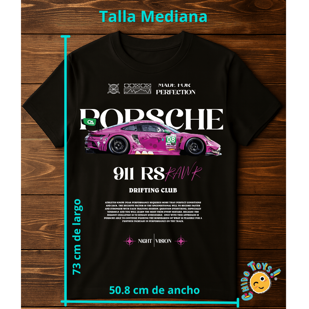 Playera Porsche 911 RS Pink - Edición Drifting Club - Chido Toys