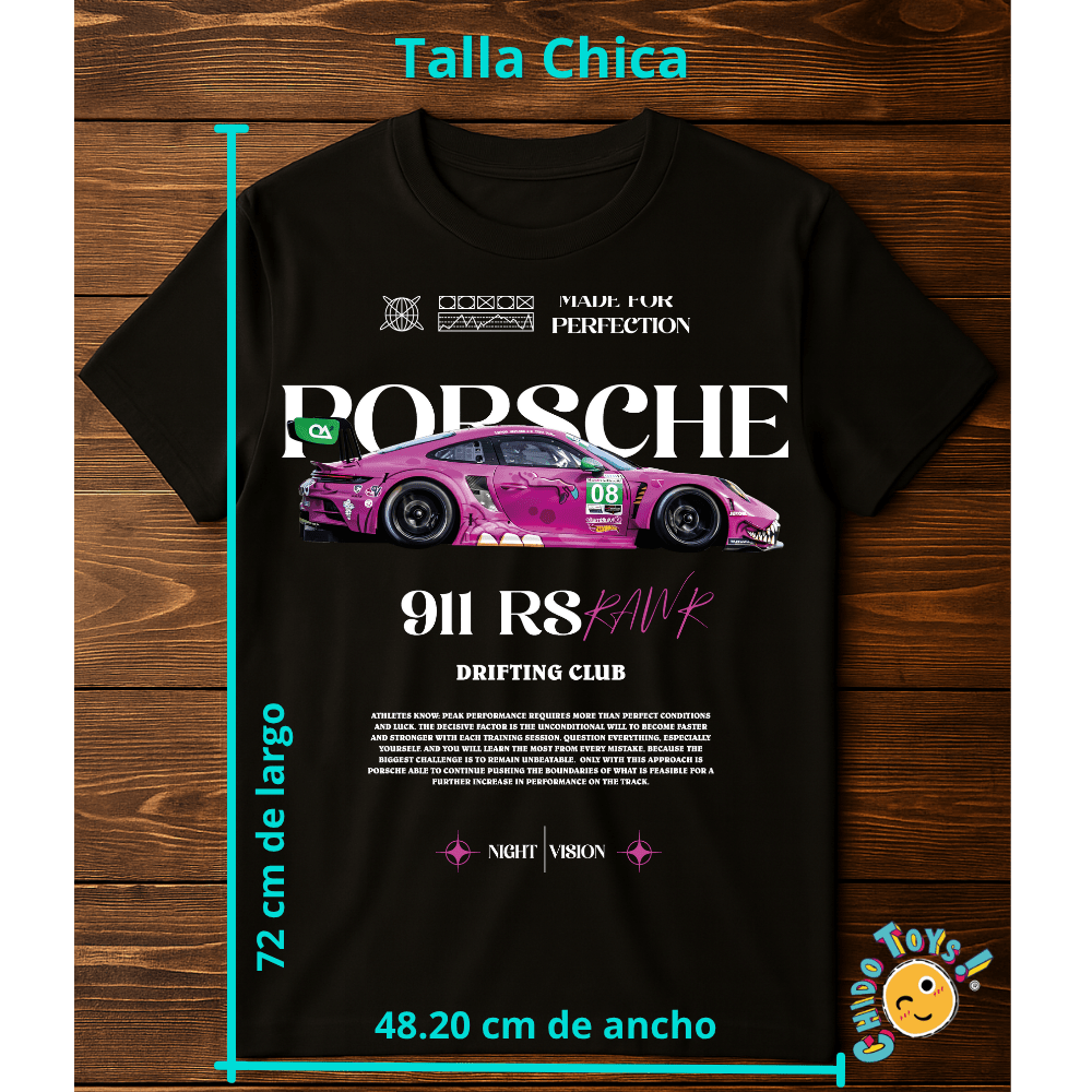 Playera Porsche 911 RS Pink - Edición Drifting Club - Chido Toys