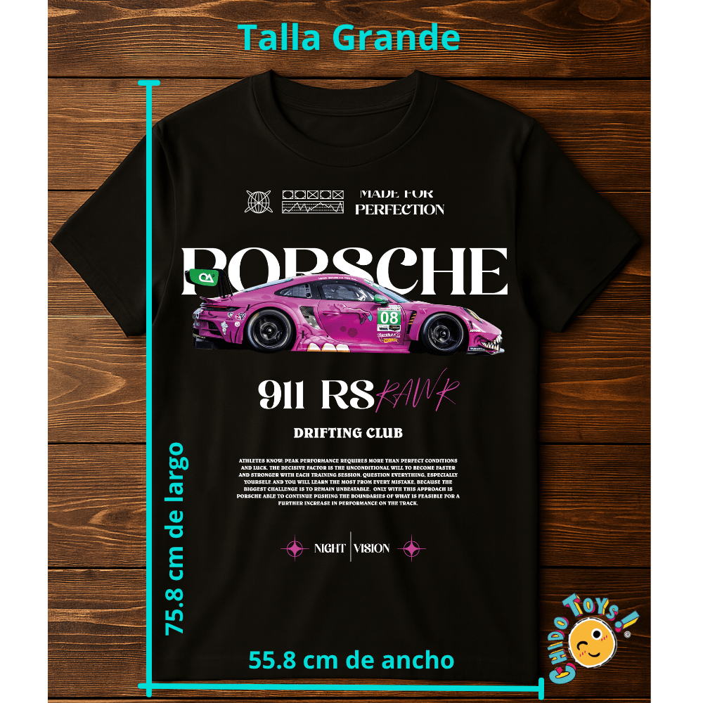 Playera Porsche 911 RS Pink - Edición Drifting Club - Chido Toys