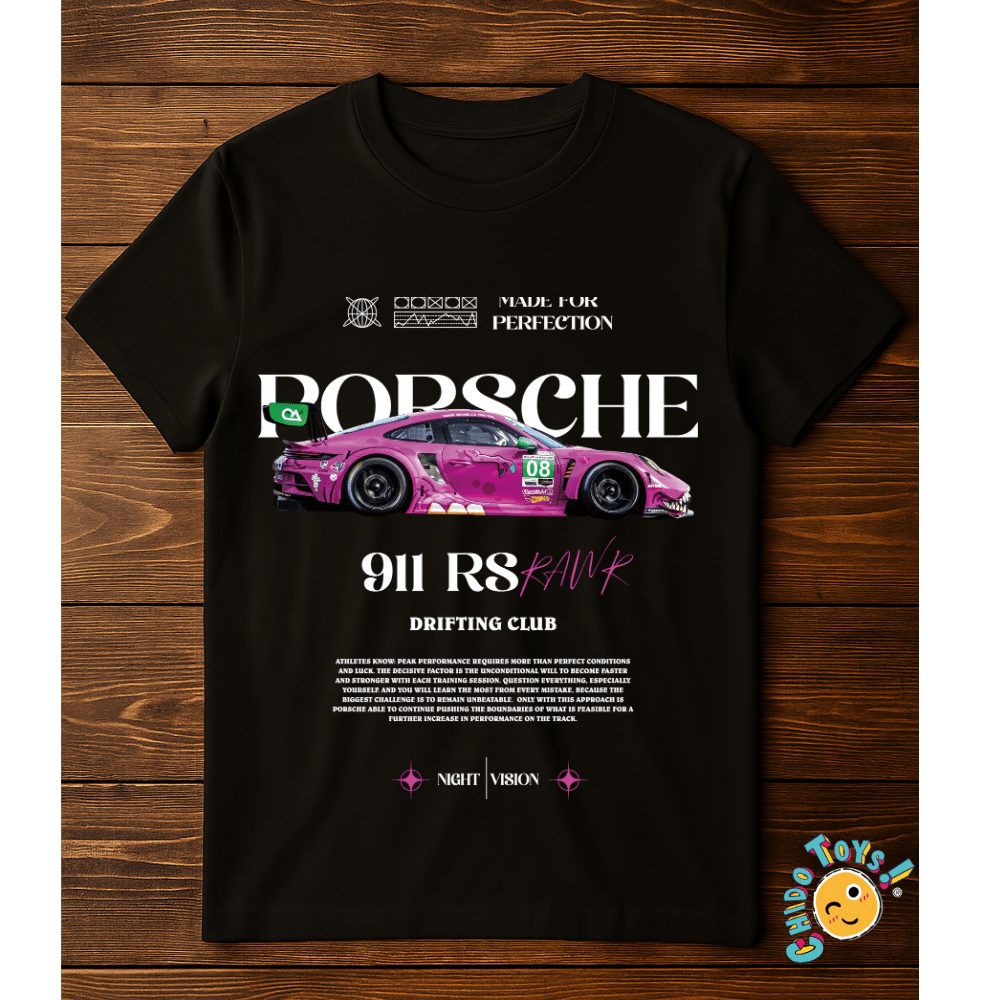 Playera Porsche 911 RS Pink - Edición Drifting Club - Chido Toys