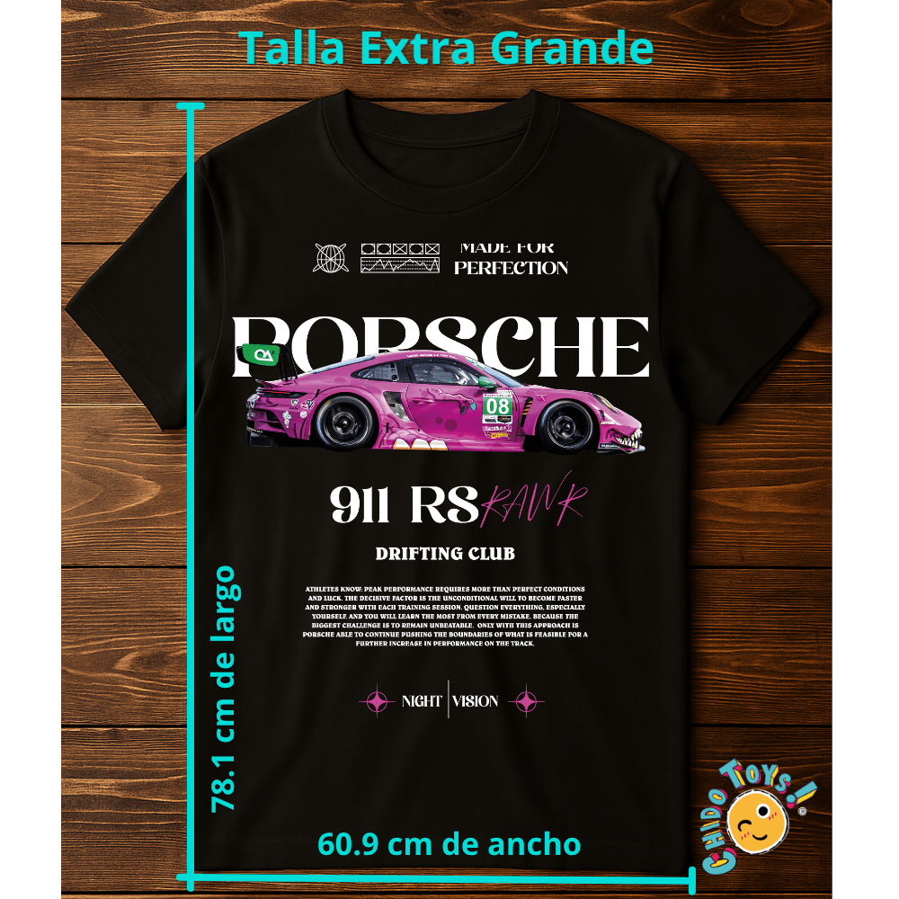 Playera Porsche 911 RS Pink - Edición Drifting Club - Chido Toys