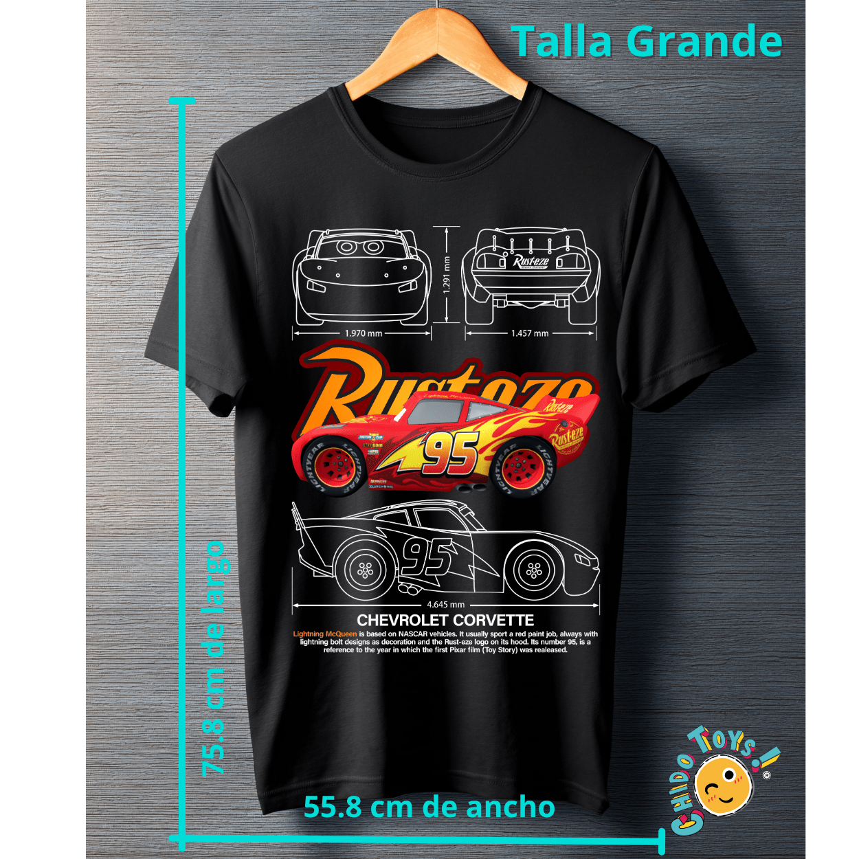 Playera Rayo Rust 95 – Diseño técnico automotriz - Chido Toys