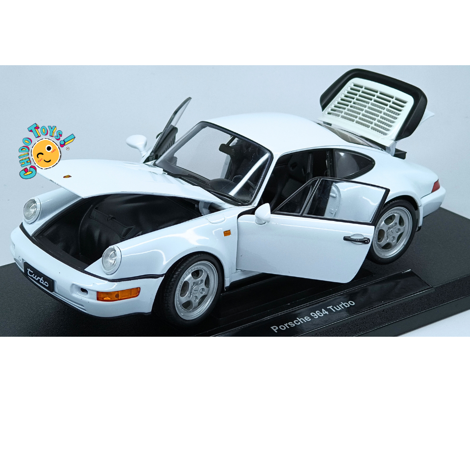 Welly Porsche 964 Turbo 1990 escala 1:18 color blanco con apertura total
