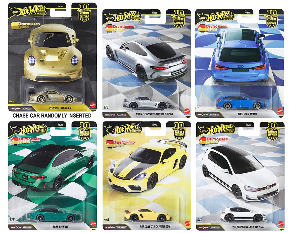 Próximo a llegar 🚗🔥 (Preventa) Hot Wheels 1:64 Car Culture 10.º Aniversario 2026 con estuche – DEUTSCHLAND DESIGN - Chido Toys