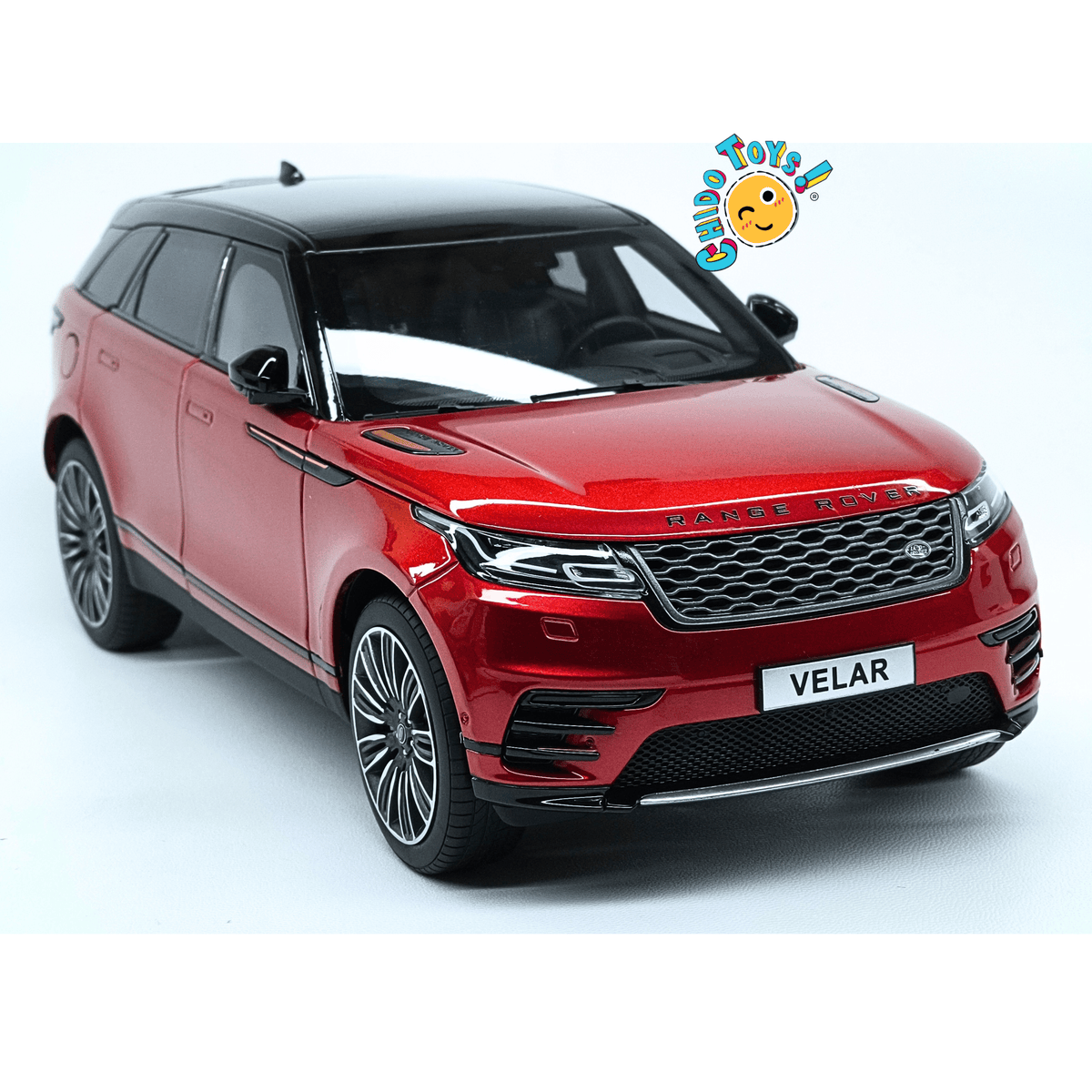 Range Rover Velar First Edition LCD Models 1:18 rojo metálico con apertura total - Chido Toys