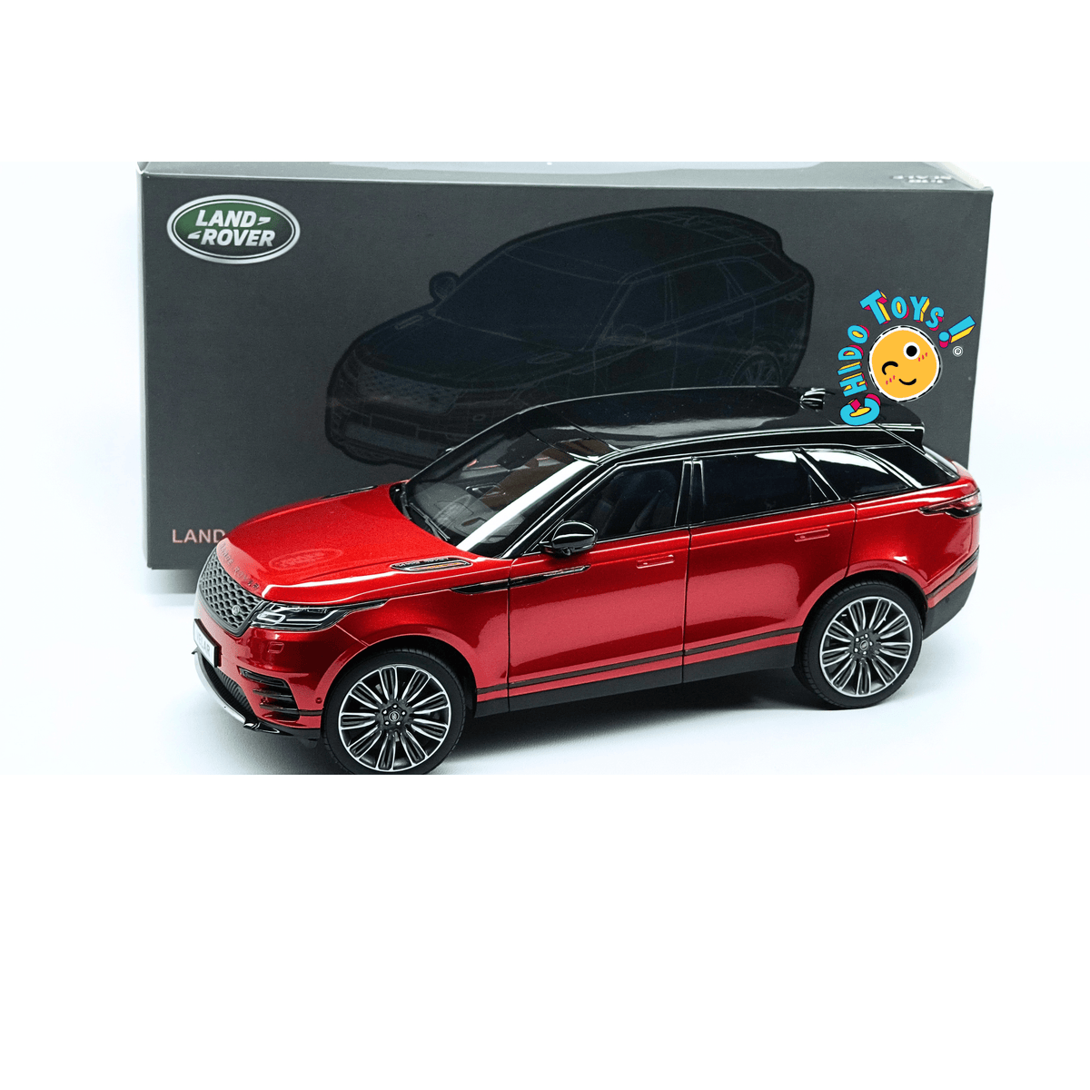 Range Rover Velar First Edition LCD Models 1:18 rojo metálico con apertura total - Chido Toys