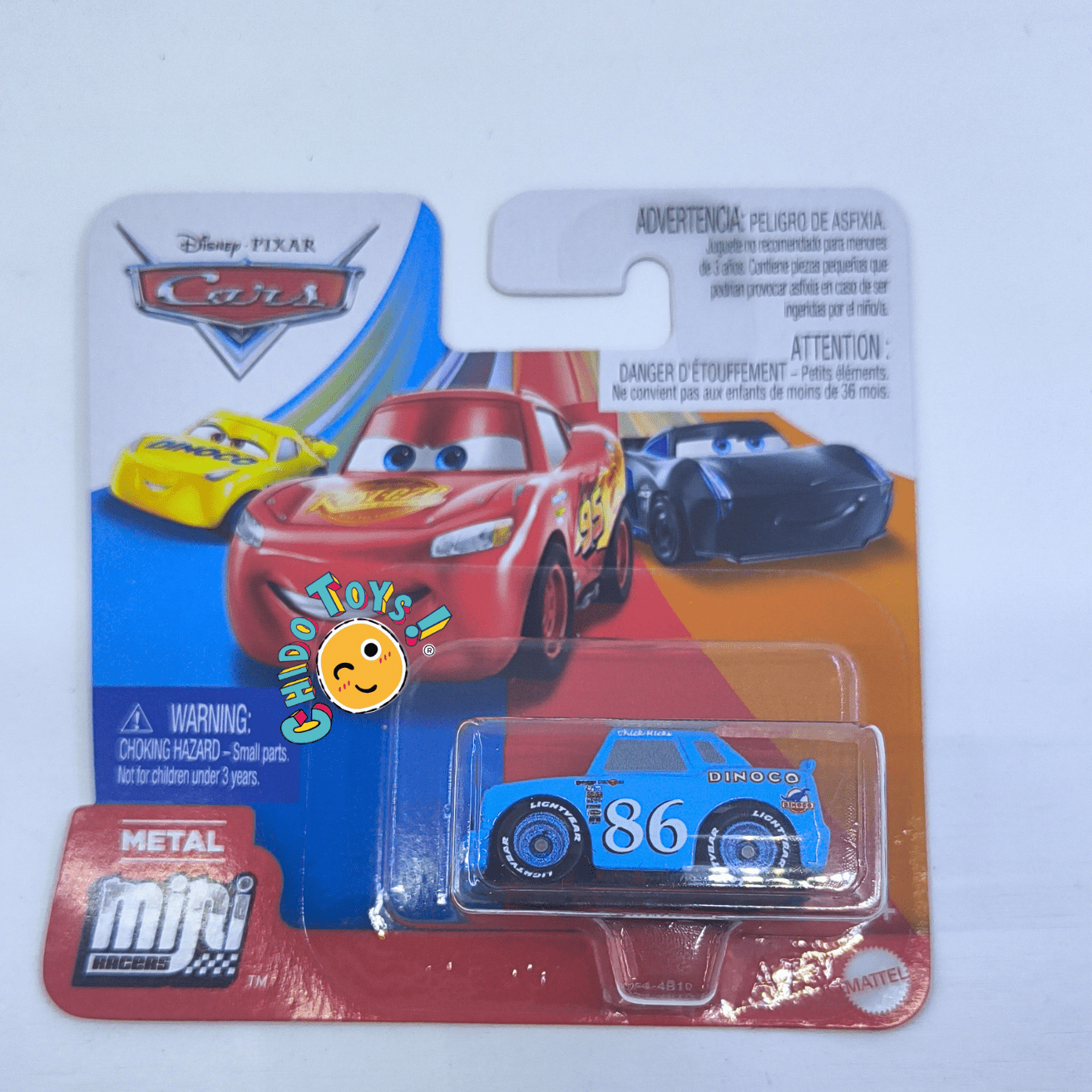 Set 3 Mini Racers 2019 Dinoco: The King 43, Chick Hicks 86 y Cal Weathers 42 (Metal/Metal) - Chido Toys