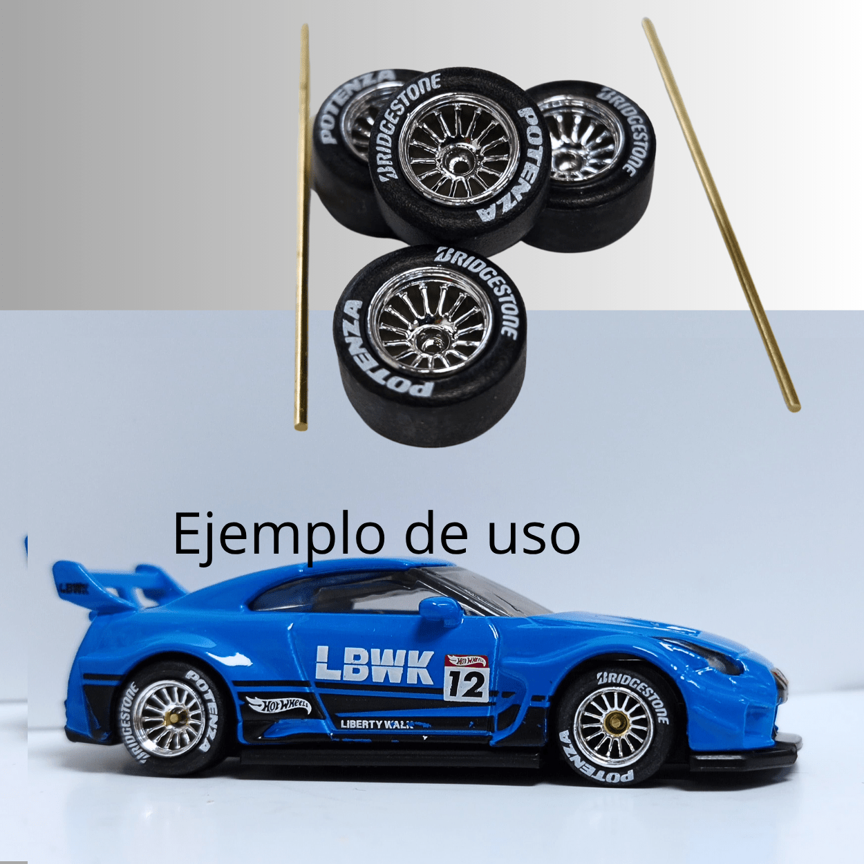 Set de llantas de goma para escala 1:64 con rines tipo diamante y ejes incluidos - Chido Toys