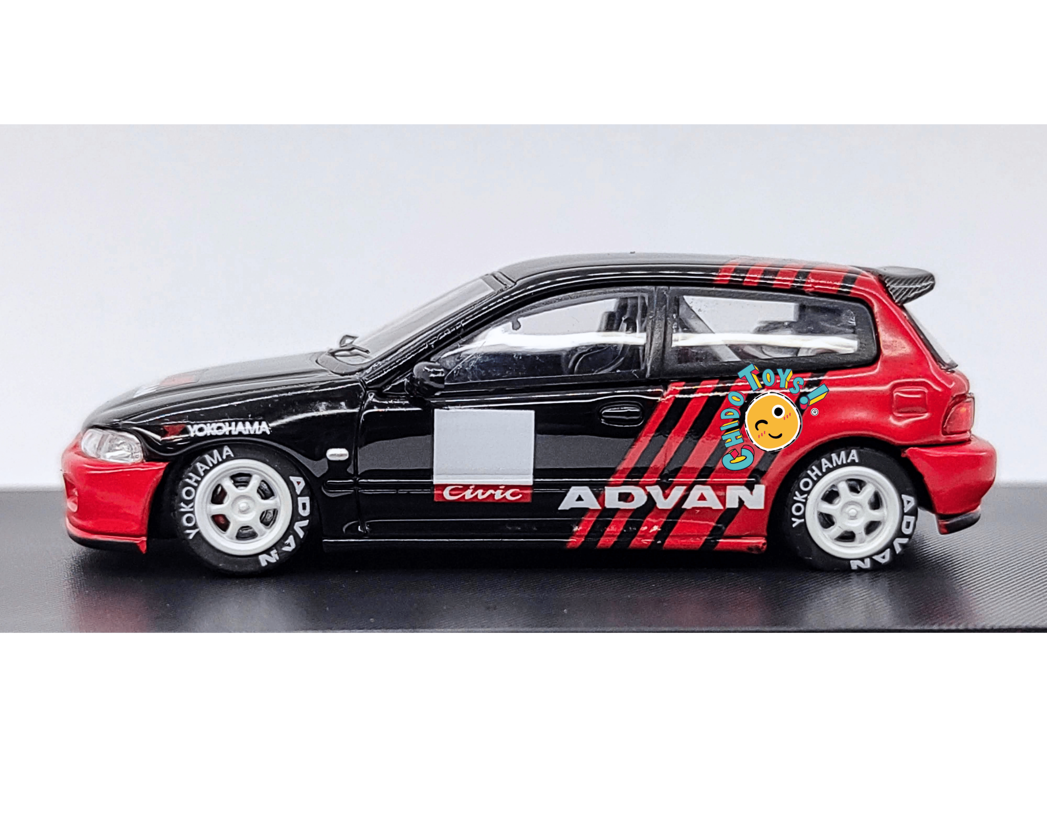 Street Warrior Honda Civic EG6 1:64 Advan negro rojo racing - Chido Toys