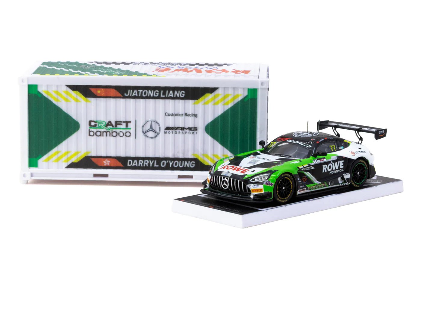 Tarmac Works Mercedes - AMG GT3 ROWE Racing 1:64 con contenedor - Chido Toys