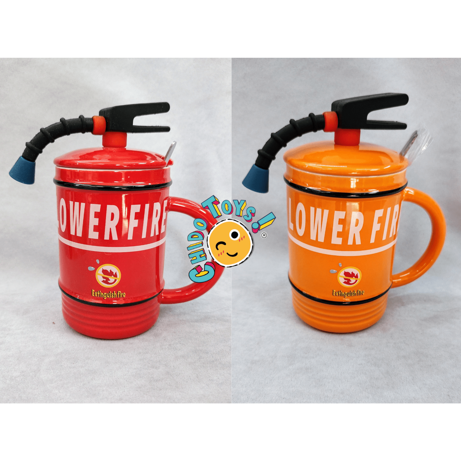 Taza Extintor de Cerámica 480 ml – Edición Única en Naranja o Rojo - Chido Toys