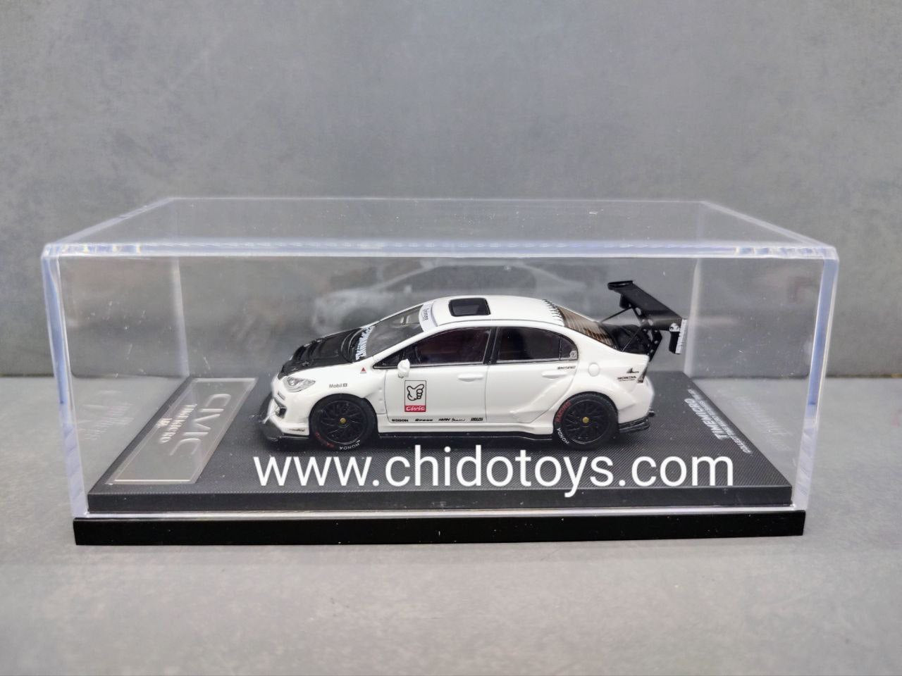 Time Micro Honda Civic Widebody Blanco 1:64 con Capelo - Chido Toys