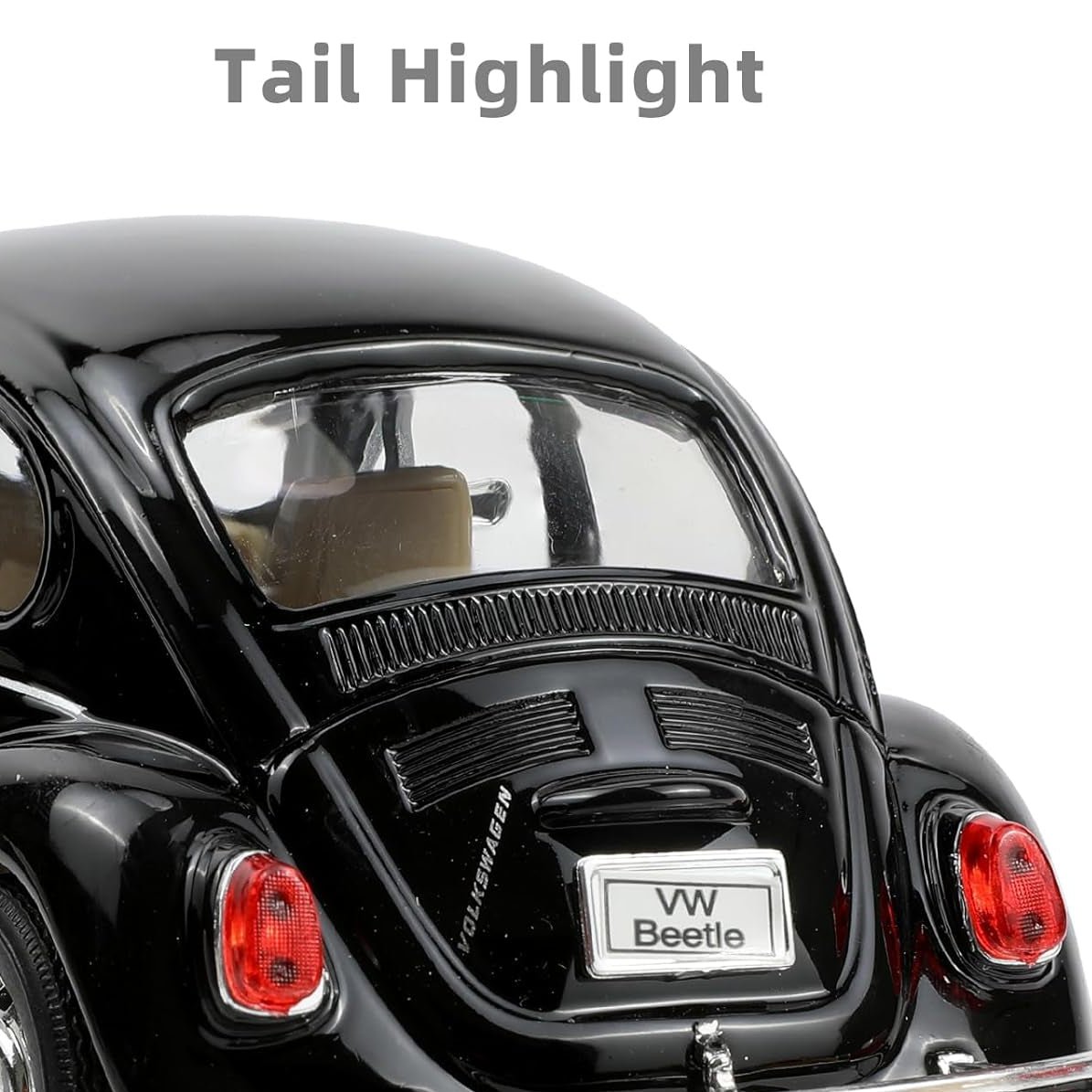 Volkswagen Beetle clásico 1:24 negro con apertura de puertas y cofre - Chido Toys