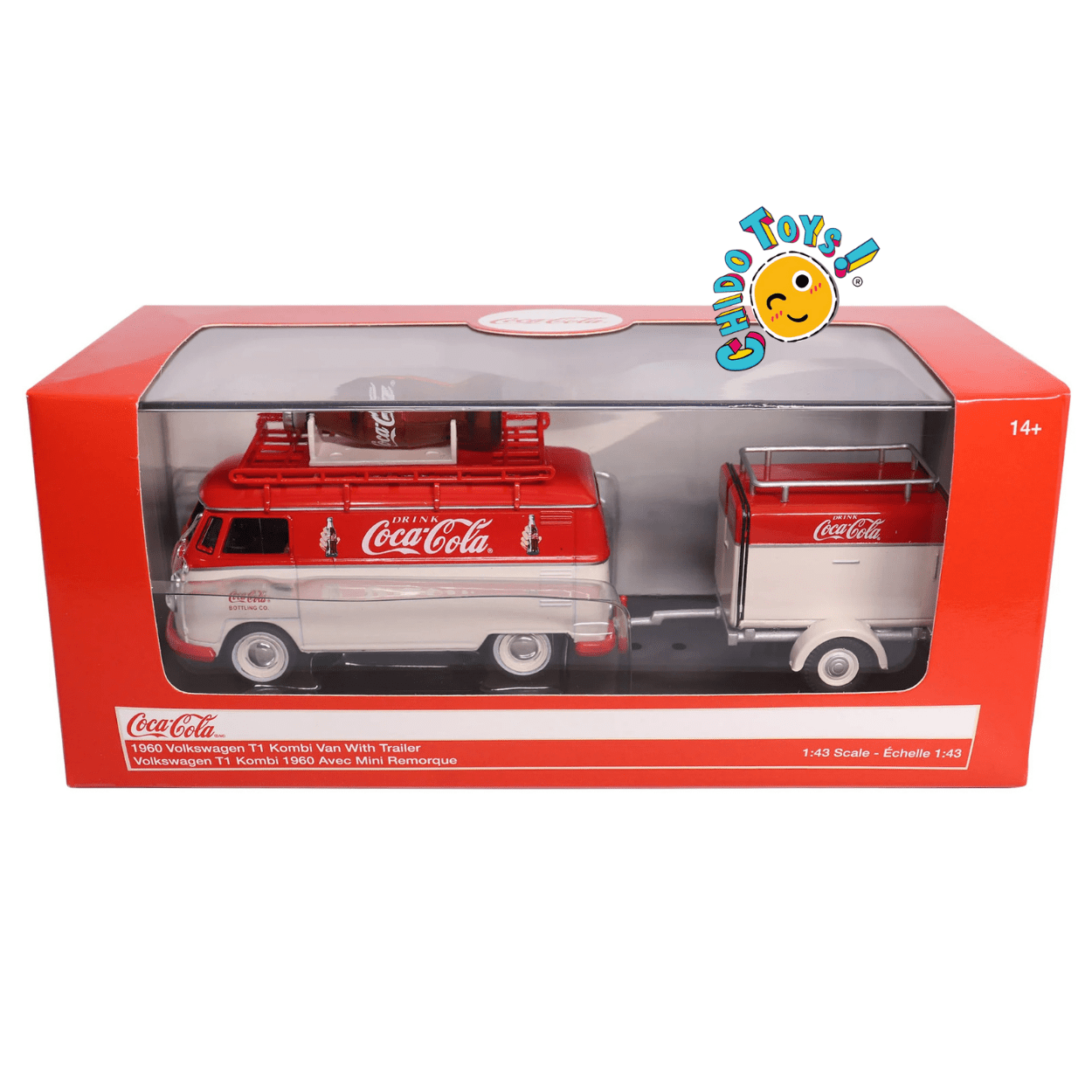 Volkswagen T1 Kombi 1960 Coca - Cola con Remolque – Escala 1:43 Diecast - Chido Toys