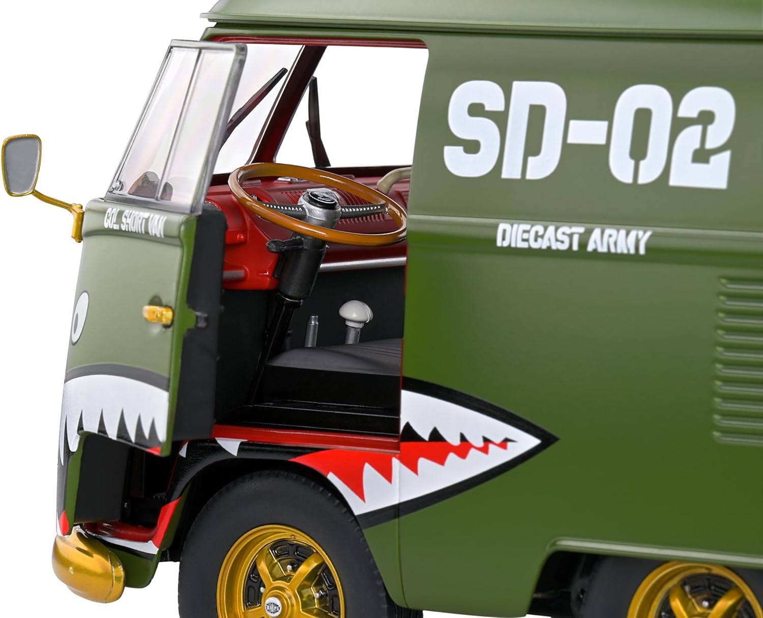 Volkswagen T1 Panel Van "Kool Kombi Diecast Army" con Remolque | Sólido 1:18 - Chido Toys