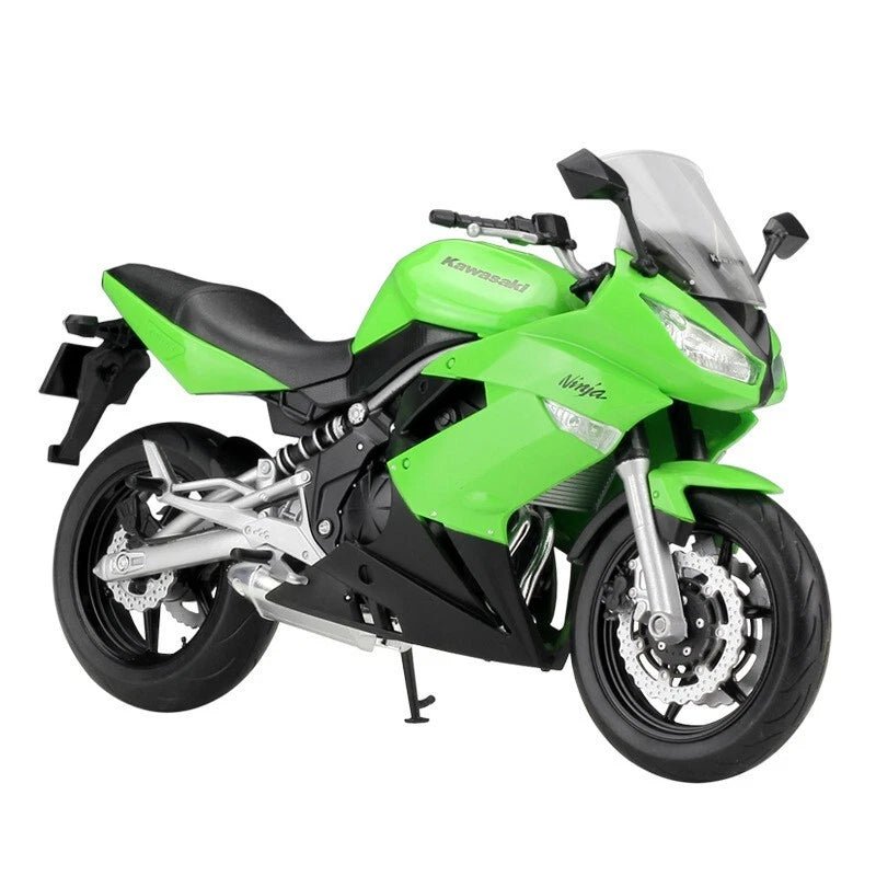 Welly Kawasaki Ninja 650R 1:10 verde con suspensión trasera - Chido Toys