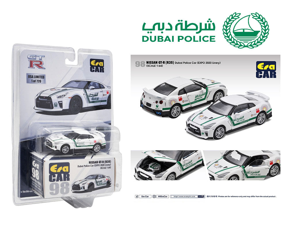 Auto a escala marca Era Car, Modelo Nissan GT-R R35 Dubai Police Car EXPO 2020