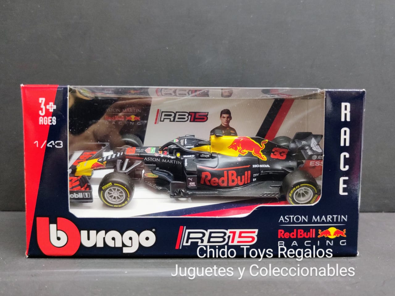 Auto a escala marca bburago, modelo F1 RB15 del año 2020, 33 - Chido Toys
