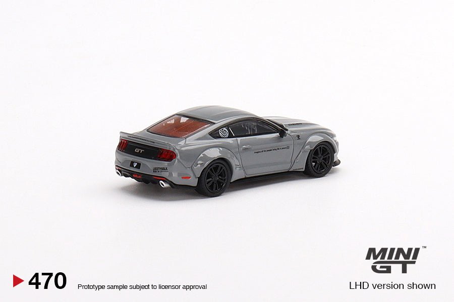 Auto a escala marca Mini GT, modelo Mustang GT LB - Works, Gris - Chido Toys