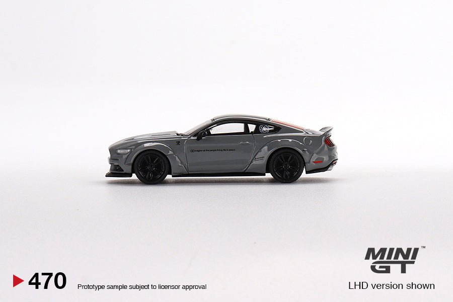 Auto a escala marca Mini GT, modelo Mustang GT LB - Works, Gris - Chido Toys