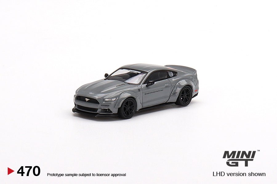 Auto a escala marca Mini GT, modelo Mustang GT LB - Works, Gris - Chido Toys