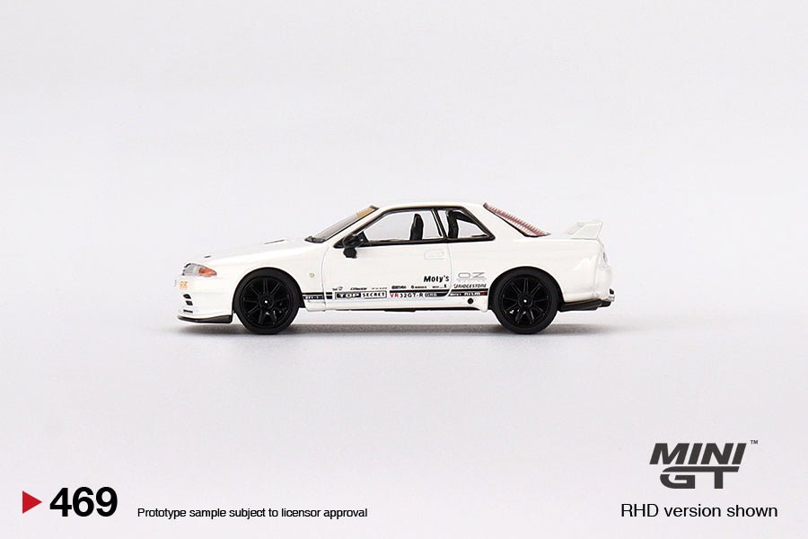Auto a escala Mini GT, Modelo Top Secret Nissan GT - R VR32 – White – - Chido Toys