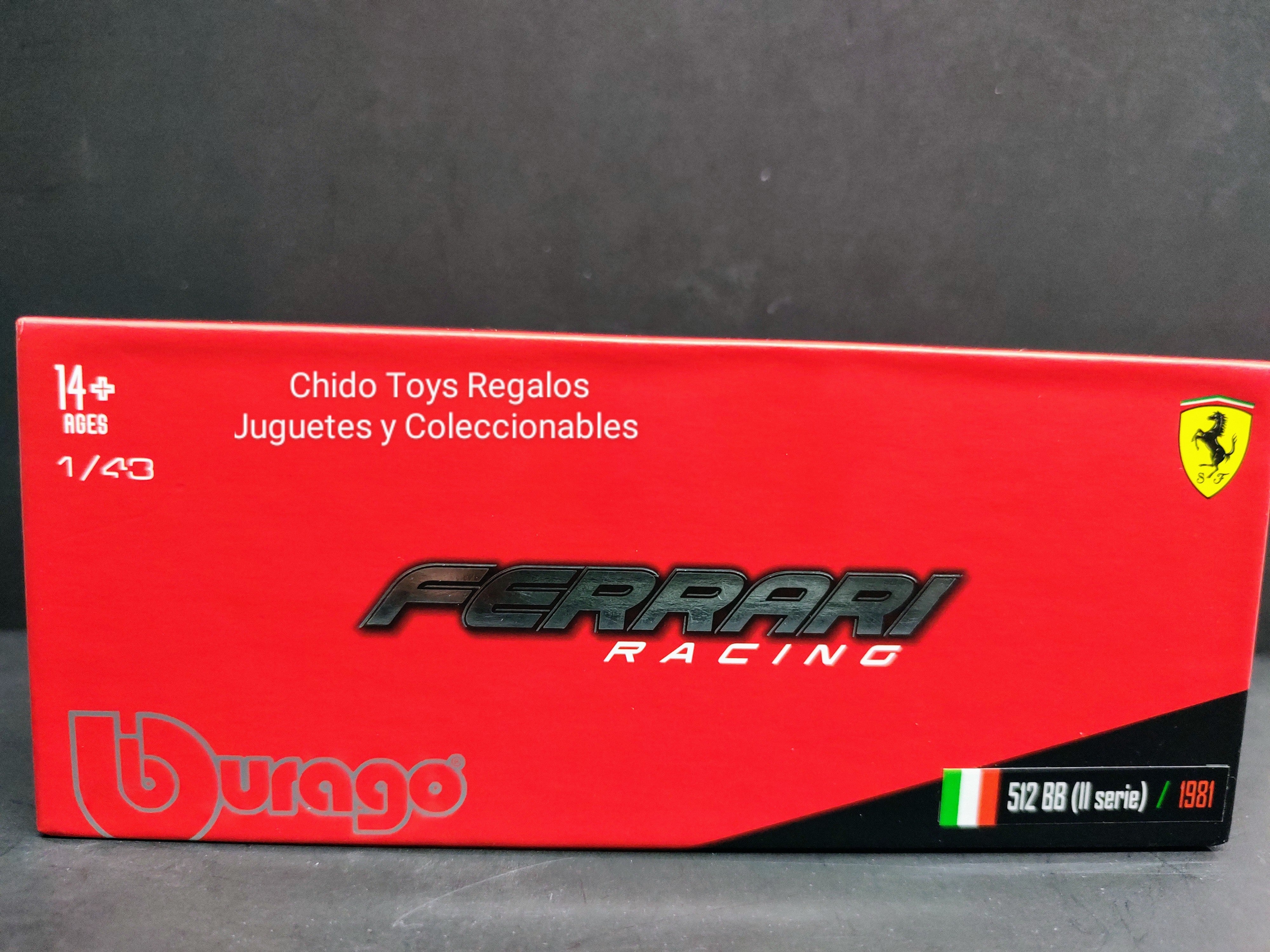 Bburago Ferrari 512 BB Monza 1981 1:43 con Capelo Acrílico - Chido Toys
