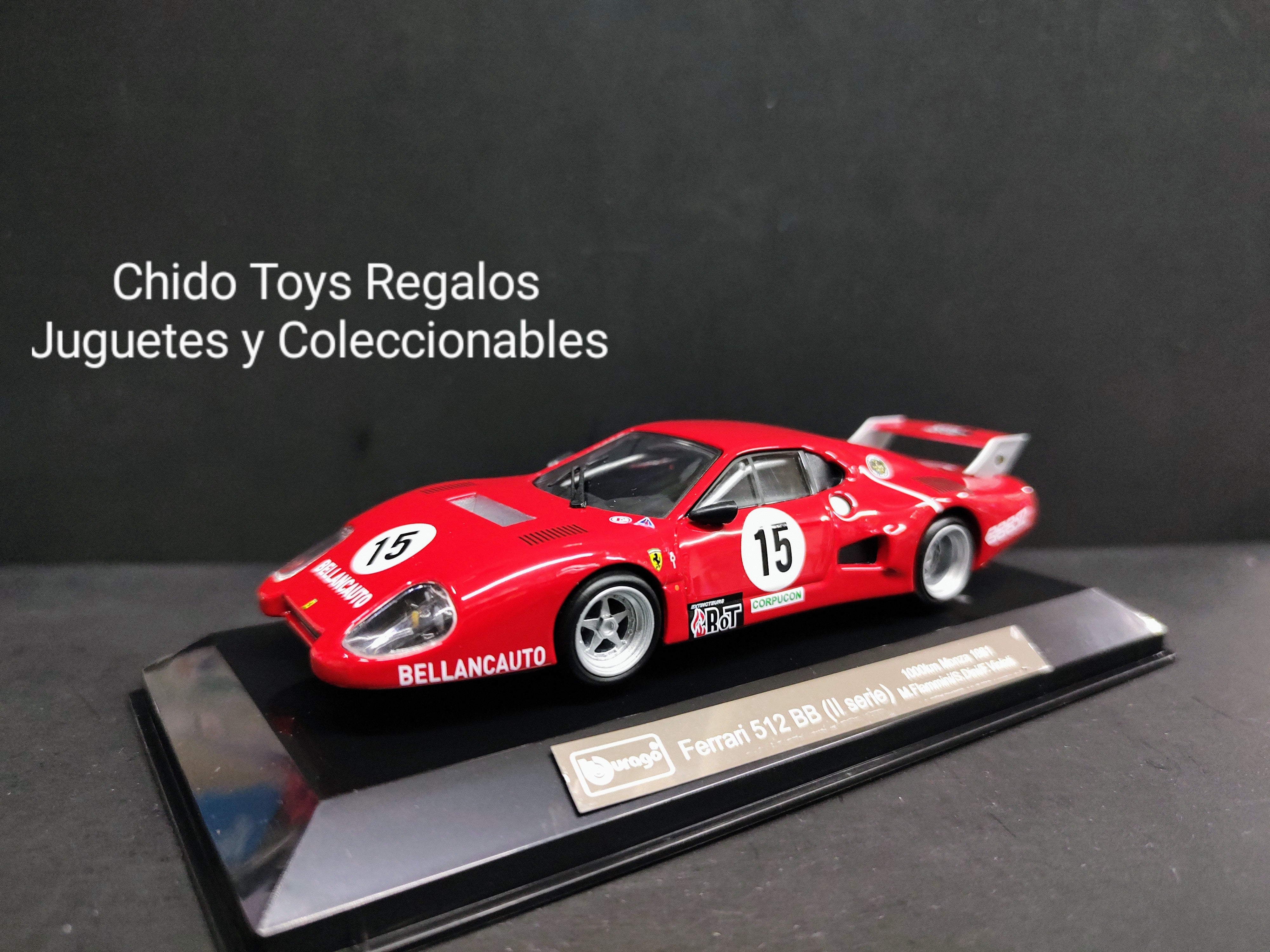 Bburago Ferrari 512 BB Monza 1981 1:43 con Capelo Acrílico - Chido Toys