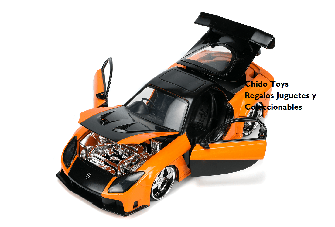 Jada Mazda RX - 7 Fast & Furious 1:24 naranja con alerón - Chido Toys